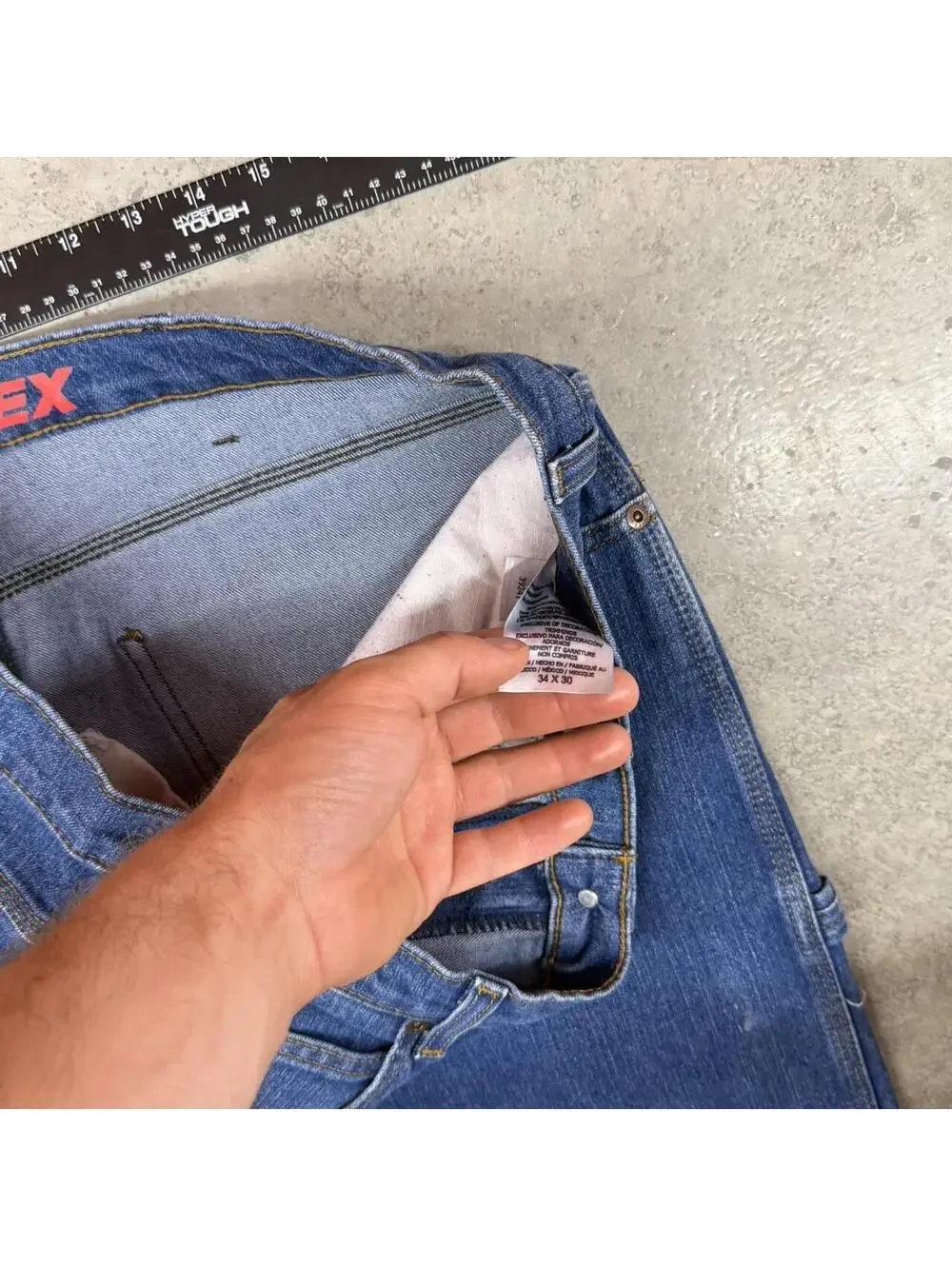 vintage dickies relaxed baggy fit dark blue jeans size 34 x 30